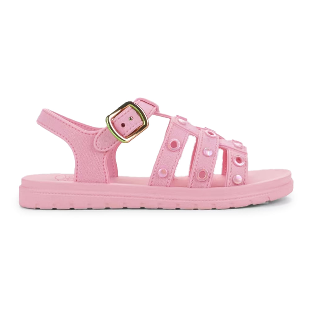 Sandália infantil feminina Grendene Kids Barbie Silver rosa vista lateral direita